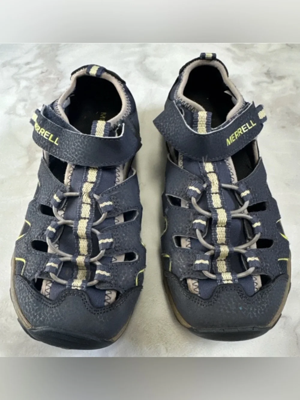 Merrell Hydro H2O Hiker Sandals Youth Boys Size 4 Blue Hiking Leather Shoes